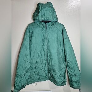 Columbia Women’s Green Puffer Jacket Size L Hooded Lightweight Insulated